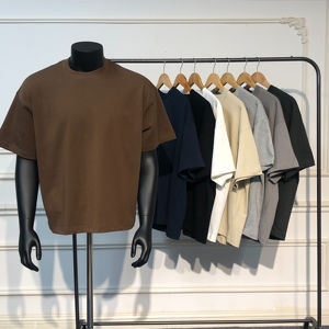 Camiseta Corta Holgada Extra Grande para Hombre, Tejido Grueso de 320g, 100% Algodón Ecológico, Transpirable, con Estampado Fotográfico, Ropa Urbana de Verano - Product Image 1