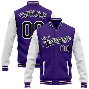 Vente en gros dans l'industrie directe de bombardier décontracté hiver personnalisé rose violet-blanc veste bicolore Varsity Letterman à snap complet - Product Image 3