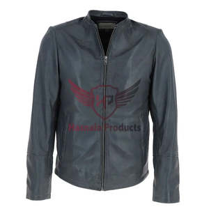 Veste de motard en cuir pour hommes de qualité supérieure personnalisée de qualité supérieure gris classique design unique à la mode pour l'hiver ultime - Product Image 1