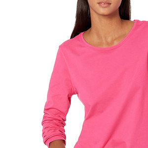 Camiseta de Verano de Alta Calidad para Mujer, Corte Ajustado, Poliéster/Algodón, Estilo Casual, Marca Personalizada, Antibolitas, Transpirable, Teñida, Lisa - Product Image 1