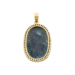 Pendentif vintage en argent sterling 925 véritable saphir bleu pierre précieuse Halo diamant forme ovale cadeau de noël parfait pour les femmes GIA - Product Image 5