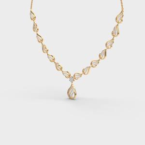 Collier en or blanc et rose 18 carats avec diamant brillant cultivé en laboratoire certifié IGI, design flamme, pour femmes, bijoux fins de luxe - Product Image 3