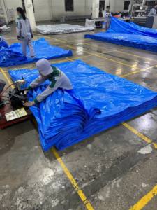 High Strength Blue PE Tarpaulin Jumbo <b>Roll</b> Virgin Material Waterproof <b>Plastic</b> <b>Sheet</b> 180GSM For Wholesale Export and Industrial - Product Image 3