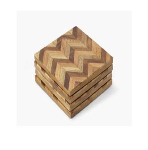 Juego de 4 posavasos clásicos de madera, diseño de forma cuadrada, alfombrillas y almohadillas baratas para tazas de té hechas a mano para uso doméstico al por mayor - Product Image 1