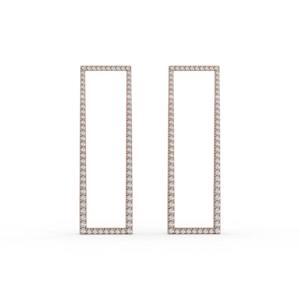 ต่างหูเพชรทรงกลม 2.459 กะรัต ตัวเรือนทรงสี่เหลี่ยมประดับเพชรแบบฝังเรียง ต่างหูห้อยทรงเรขาคณิต ทำจากทองคำ 9K สีโรสโกลด์ ไวท์โกลด์ และเยลโลว์โกลด์ - Product Image 1