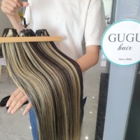 Vente en gros Extensions de cheveux humains de couleur claire de 22 pouces sans enchevêtrement sans perte d'os fermeture droite avec faisceaux de points forts disponibles