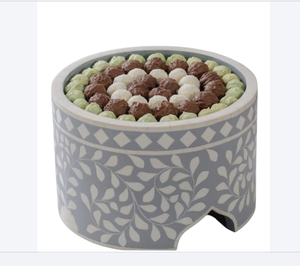 Meilleure qualité taille personnalisée incrustation d'os usage domestique Eid Ramadan fête prix de gros à la main résine Floral décoratif plateaux de service - Product Image 1