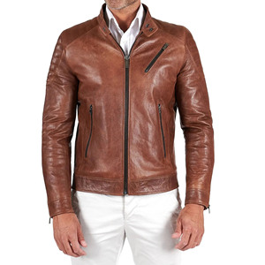 Nouvelle couleur marron automne hiver Simple veste en cuir de moto couleur unie veste mince vêtements pour hommes - Product Image 1
