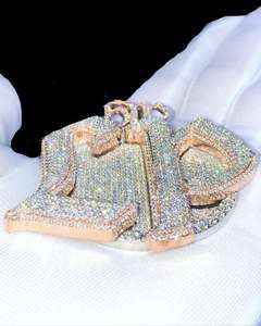 Joyería de Diamantes Estilo Hip Hop Chapada en Oro Rosa con Incrustaciones de Plata de Ley 925 para Hombre y Mujer, Colgante de Moissanita - Product Image 6