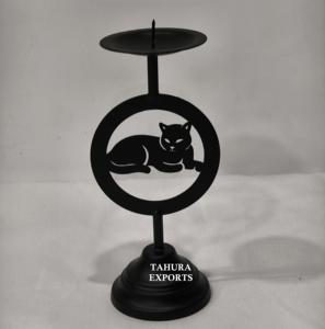 Candelabro Clásico de Hierro Negro con Diseño Láser para una Sola Vela, para un Toque de Elegancia en el Hogar Contemporáneo - Product Image 1