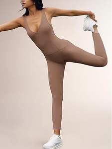 Conjunto de Yoga de dos piezas de talla grande para mujer, mono de leotardo, ajustado, transpirable, sin mangas, para gimnasio y ropa activa, traje de Yoga al por mayor - Product Image 2