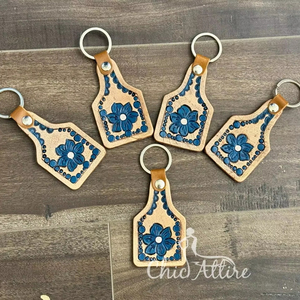 Llaveros de cuero tallados a mano, llaveros de cuero de forma exótica, accesorios de cuero, llaveros bonitos para Unisex - Product Image 1