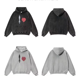 Low MOQ Casual Streetwear Clothes Screen Print <b>Hoodie</b> Custom Acid Wash Sweatshirts Pullover Unisex Fleece <b>Thermal</b> Hoodies - Product Image 4