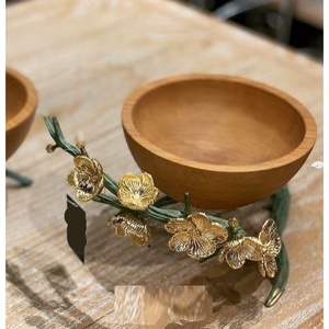 Bol à salade de table classique bol de service en bois fabriqué à la main avec base florale décorative parfait pour servir des collations Fruits - Product Image 6