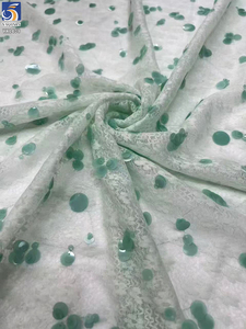 YX1408 2026 Nuevas Llegadas, Tela de Malla de Encaje Chantilly Negra de Punto Transparente de 300 g/m² con Lentejuelas Redondas para Vestidos de Moda - Product Image 6