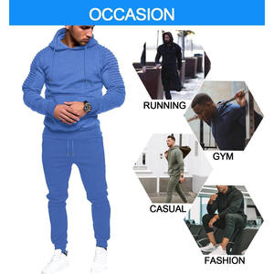 Conjuntos de Jogger de algodón grueso Unisex de lana, chándales para hombre, chándales informales con logotipo personalizado, sudaderas lisas y conjunto de 2 piezas para hombre - Product Image 2