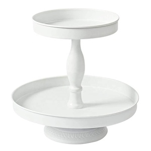 Mới <span class=keywords><strong>2025</strong></span> trắng màu hai Tier bánh đứng Chất lượng cao kim loại bánh hiển thị đứng hình tròn quý thiết kế hiển thị đứng - Product Image 1