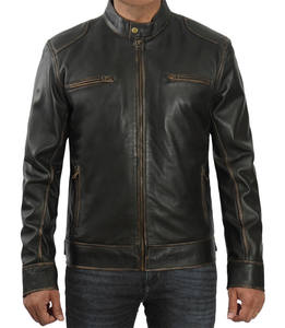 Veste en cuir véritable élégante pour hommes, dernière conception de haute qualité, meilleur style populaire, teinte unie, taille XS, état neuf - Product Image 1