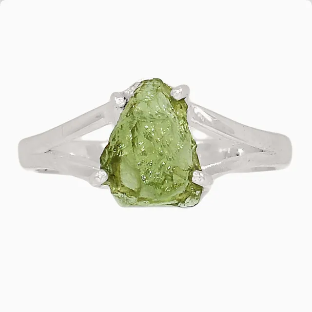 Foresta verde Moldavite gioielli di fidanzamento all'ingrosso 18k oro pieno anello Moldavite gemma gioielli in argento