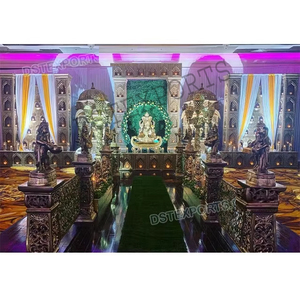 Casamento Tema Antigo Ganesha Stage/Mandap <span class=keywords><strong>Royal</strong></span> Rajwadi Wedding Stage Decor Indian Wedding Imposing Stage Decoração