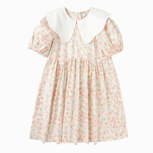 OEM ODM niñas algodón sólido respetuoso con el medio ambiente lindo Puff manga cuello cuadrado verano A-Line vestido fábrica al por mayor niños moda - Product Image 1