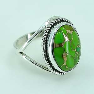 Anillo Boho con Piedra de Nacimiento de Enero, Turquesa Verde Cobre, Plata de Ley 925, Hecho a Mano, Talla Única, Regalo Perfecto para su Cumpleaños - Product Image 2