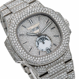 VVS Moissanite Full Pave Iced Quartz <b>Watch</b> with Glass Dial - Product Image 2