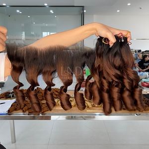 Extensiones de cabello humano vietnamita de alta calidad Bouncy Ombre Color con precio al por mayor Frontal y paquete 2025 - Product Image 5