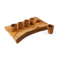 Ensemble de 5 verres à shot en bois d'olivier |   Vaisselle tunisienne artisanale |   Gravure personnalisée