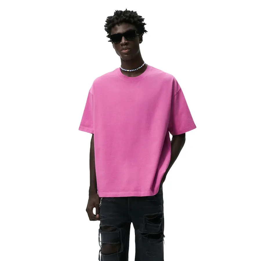 2023 New Arrival Casual Oversized Fit Men Pink Color Basic Cotton Material T Shirt For Sale By AL-FARAJ