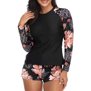 Custom Sublimated Rash Guard Manufacturer Women's Long Sleeve <b>Swim</b> Rash Guard Young Girl Crop Top Printed Rash Guard - Product Image 5