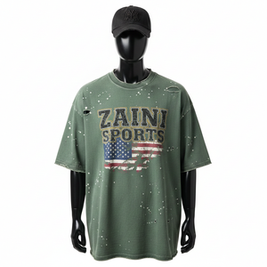 Camiseta 100% algodón para hombre, corte holgado, estampada, transpirable, con efecto desgastado, impresión de pantalla, logotipo personalizado, camisetas para hombre - Product Image 1