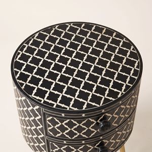 Luxury Bone Inlay Handicraft Tradition Custom and Floral <b>Bedside</b> <b>Table</b> Bone Inlay <b>Black</b> <b>Table</b> Living Room Furniture - Product Image 3