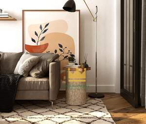 Mesa auxiliar de madera con incrustaciones de madreperla, mesa de acento de mosaico de concha hecha a mano para decoración para sala de estar - Product Image 6