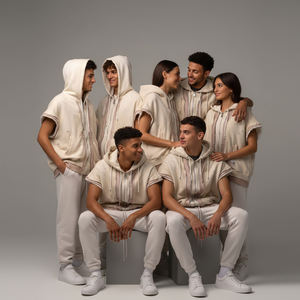 Personnalisé Vintage Distressed Double Couche Fermeture Éclair À Capuche Manches Courtes Surdimensionné Pull Streetwear Hoodies pour Hommes et Femmes - Product Image 1