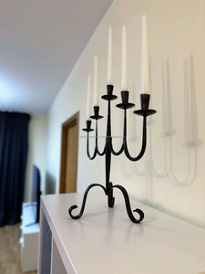 Vintage fer forgé martelé cinq bougeoirs luxe décor à la maison romantique soirée ambiance pour noël jardin appel métal - Product Image 6