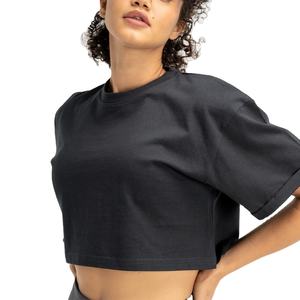 Customized <b>Ladies</b> XL Cotton <b>T</b>-<b>Shirt</b> <b>Summer</b> Crop Tops Embroidered Logo Loose Fit Drop Shoulder Cropped Design Plain Dyed 2025 - Product Image 5