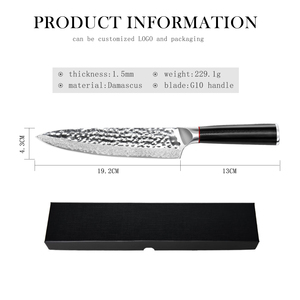 Venta al por mayor personalizado Damasco acero cocina cuchillo de corte con mango negro OEM ODM fábrica de cubiertos cuchillos de cocina baratos - Product Image 6