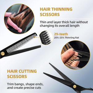 Tijeras de Peluquería Profesionales MAQNSCO Negras de 6.5 Pulgadas, Acero Inoxidable Japonés, 23 Dientes, para Diestros, para Adelgazar y Recortar - Product Image 3