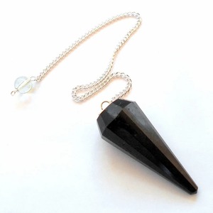 En gros fait à la main de haute qualité à facettes cône naturel noir tourmaline cristal pendule pour la décoration intérieure amour thème Souvenirs inde - Product Image 1