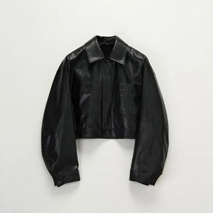 แจ็กเก็ตแนวสตรีทหนังแท้สั้นสั้นสำหรับผู้ชายใหม่ฤดูหนาวย้อนยุคสีทึบกันน้ำเป็นมิตรกับสิ่งแวดล้อม - Product Image 4