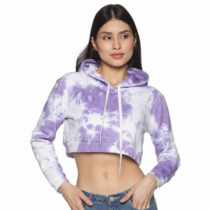Dernières tendances en matière de sweat-shirts à capuche courts pour femmes, 100% coton respirant, impression personnalisée en relief sur le devant, logo streetwear, vêtements de sport pour la salle de sport - Product Image 1