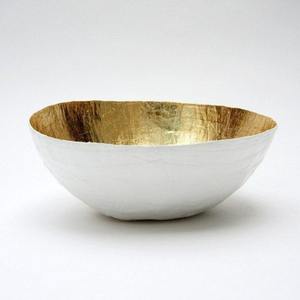 Japanese <b>Bowl</b> Wholesale Price <b>Bowls</b> New Design Plain <b>Serving</b> <b>Bowl</b> White Powder Coated and Golden for Home & Hotels Decoration - Product Image 1