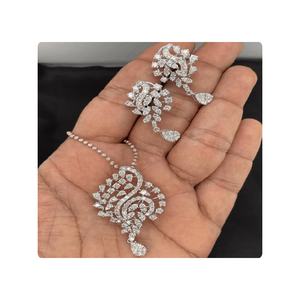 Conjunto de pendientes y colgantes de diamantes naturales al por mayor conjunto de pendientes colgantes de lujo de alta calidad para mujer conjunto de joyería de moda - Product Image 2