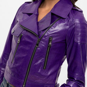 Chaqueta de invierno de piel de oveja auténtica para mujer, técnica lavada, relleno de algodón, cierre de cremallera a prueba de viento, procesamiento en bruto - Product Image 2