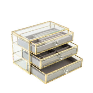 Boîte de rangement pour bijoux et accessoires en verre de luxe moderne Boîte en verre unique pour décorations de maison avec tiroirs - Product Image 2