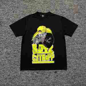 2025 à la mode noir graphique t-shirt pour hommes avec Bold Yellow Boyz The Trapp imprimer élégant décontracté Streetwear mode hommes T-Shirts - Product Image 1