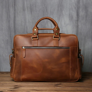 Cowhide Leather Durable Waterproof Portable Laptop Messenger Classic Style Large Capacity Shoulder <b>Bag</b> for Work - Product Image 2