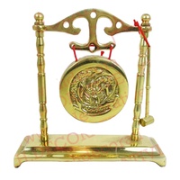 Vintage professionele messing elegante tempelbel gong met slinger op tafelstandaard metalen bureaubel voor restaurant/kantoor/schoolgebruik
