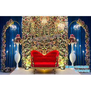 โซฟาคู่แต่งงานสไตล์ฝรั่งเศสสีแดงดีไซน์ใหม่โซฟาคู่แต่งงานแฟนซีสำหรับเวทีการต้อนรับ - Product Image 1